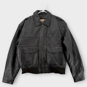 UPS Circle Of Honor Leather Jacket Mens Large Bomber Removable Quilted Brown